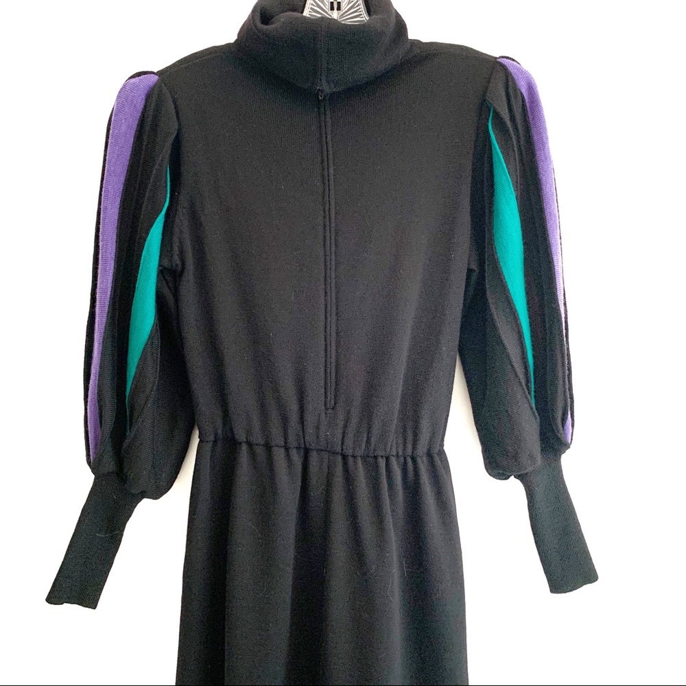MISS BERGDORF NOW VINTAGE BLACK TURTLE NECK DRESS - Picture 3 of 7